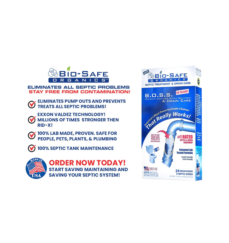 B.O.S.S. Bio-Safe Organics Septic Solution & Drain Care – Biosafe Organics